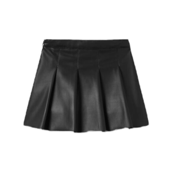 ZARA Kids | Black | FAUX LEATHER BOX PLEAT SKIRT - Picture 3 of 5